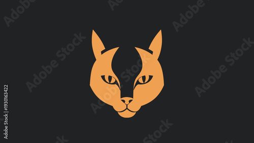 Minimalist Orange Cat Face Logo Design.