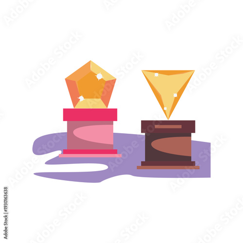  Two awards displayed on a vibrant purple background.