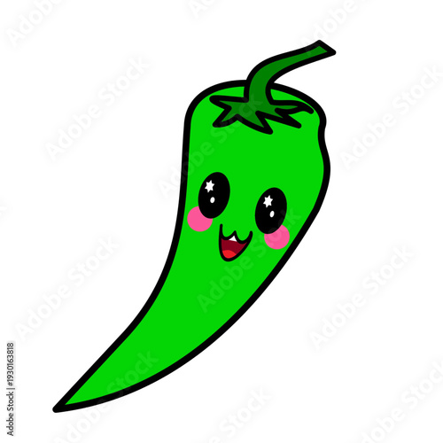 green chilli kawaii cute vegetable useful for sticker preschool worksheet kids printable.eps