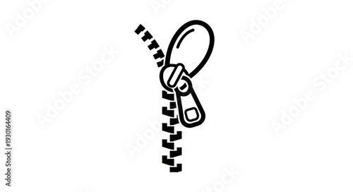 Black and White Zip Illustration.