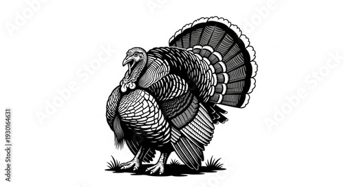 Black and White Turkey Illustration.