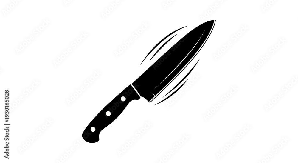 Fototapeta premium Sharp Chef Knife Slicing Through Air with Motion Blur Effect