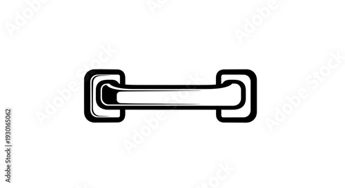 Simple Black and White Dumbbell Icon, Vector Graphic