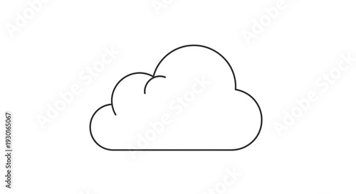 Simple Cloud Icon Outline, Minimalist Weather Symbol, Isolated on White Background