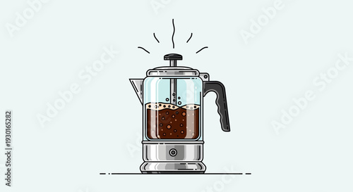 Espresso Coffee Maker Boiling Hot Water and Steam Rising, Kitchen Appliance