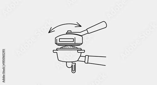 Espresso machine portafilter being inserted into group head with coffee grounds