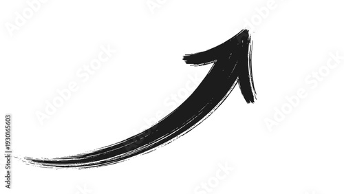 Bold hand drawn black ink arrow pointing upwards and to the right with textured brush stroke details for directional sign designs.