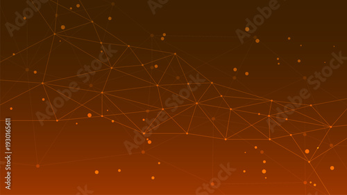 Abstract geometric background with orange polygonal lines and dots on gradient backdrop