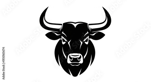 Black Bull Head Graphic Illustration.