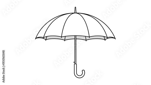 Classic open umbrella with a curved handle shown in a simple black outline with subtle gray shading on a white background.