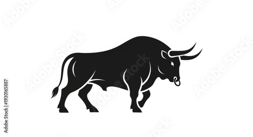 Black Bull Silhouette Graphic Illustration.