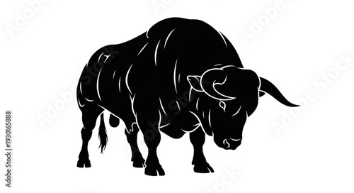 Black Bull Silhouette Graphic Illustration.