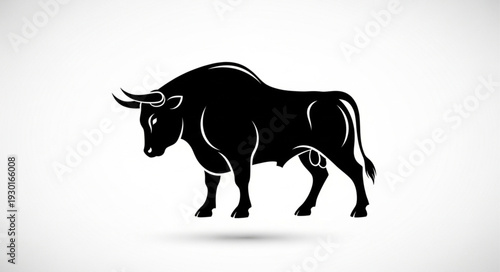 Black Bull Silhouette Illustration Art.