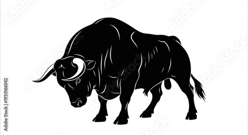 Black Bull Silhouette Standing Strong.