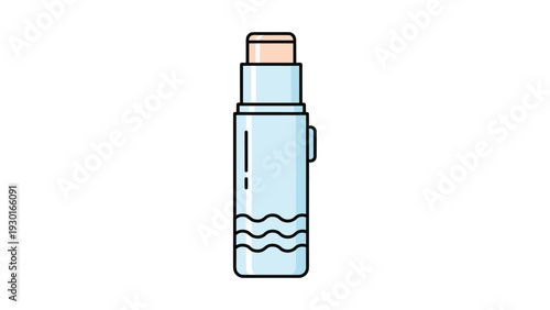 Cosmetic makeup stick or lip balm in a light blue container with wave patterns shown as a simple vector illustration on white background.