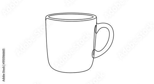 Minimalist Line Art Drawing of a Coffee Mug