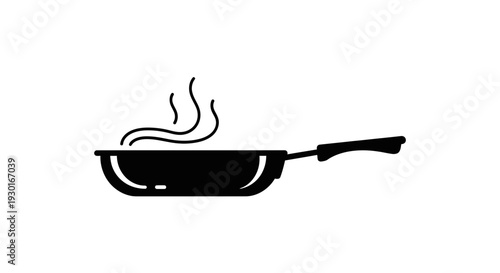 Hot Frying Pan with Steam Rising - Cooking Icon