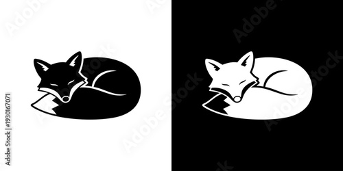 A serene illustration of a fox sleeping peacefully in a curled position from a side view