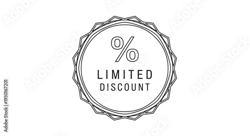 Limited Discount Badge with Percentage Symbol, Sale Offer, Special Promotion