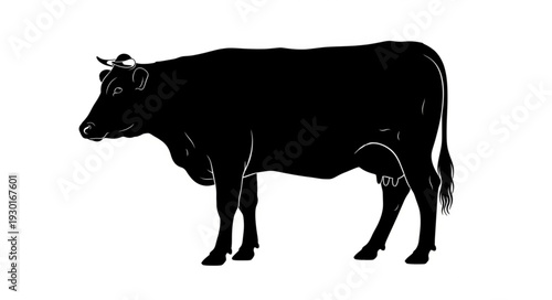 Black Cow Silhouette Profile View.