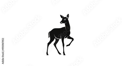 Black Deer Silhouette Running Free.
