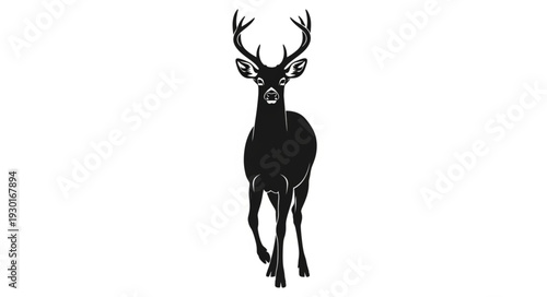 Black Deer Silhouette with Antlers.