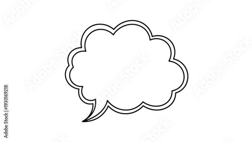 Empty speech bubble with a double black outline isolated on a white background representing communication and message space.