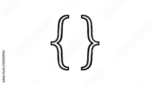 Hand drawn black curly brackets isolated on white background provide a creative framework for text and graphic design projects.