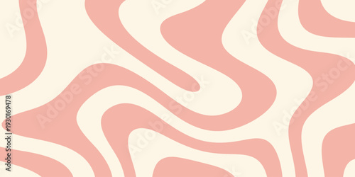 Abstract wavy pattern design featuring flowing shapes and curves in soft pink and beige hues from a top view perspective