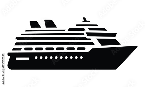 Black silhouette of a cruise ship boat vessel