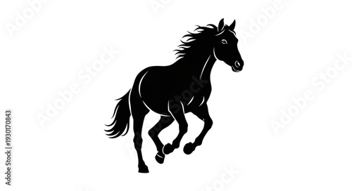 Black Horse Running Silhouette Illustration.