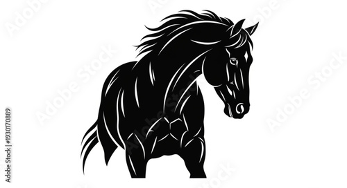 Black Horse Silhouette Graphic Art.