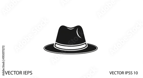 Black Fedora Hat Illustration Design.