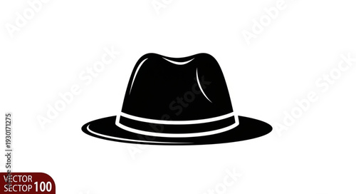 Black Fedora Hat Illustration Design.