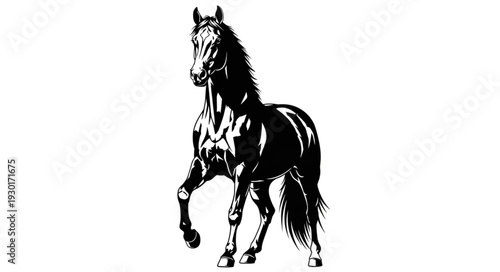 Black Horse Illustration Running Free.