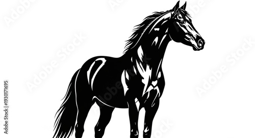 Black Horse Illustration Silhouette Profile.