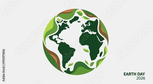Earth Day Globe Illustration Green Environment.