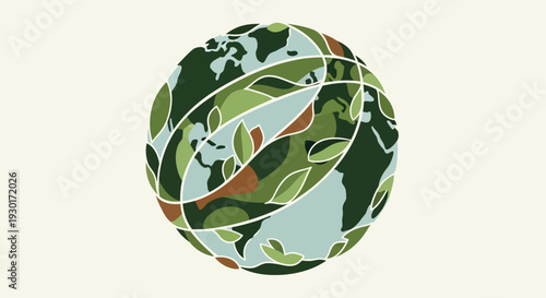 Stylized Globe with Foliage and Water.