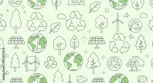 Sustainable Eco Friendly Icons Set Collection.