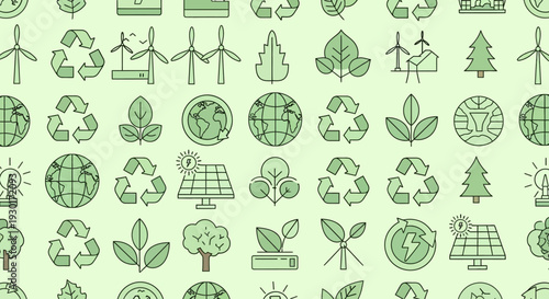 Sustainable Energy Icons and Symbols Collection.