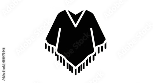 Black Poncho with White Fringe.