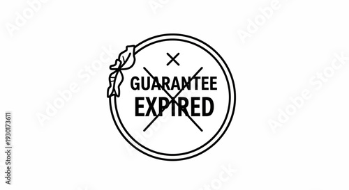 Expired Guarantee Stamp - Vintage Style Seal with Cross Out