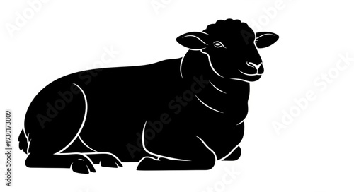Black Sheep Lying Down Silhouette.