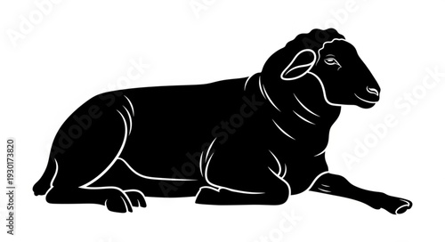 Black Sheep Lying Down Silhouette.