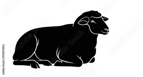 Black Sheep Lying Down Silhouette.