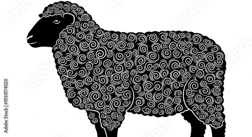 Black Sheep with Floral Pattern.