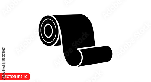 Black Silhouette of a Rolled Paper Scroll Icon on White Background