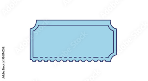 Blank Blue Ticket Stub with Perforated Edge