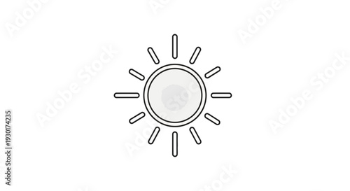 Bright Sun Icon, Simple Line Art, Sunny Day Symbol, Weather Icon