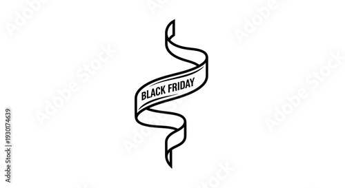 Black Friday Ribbon Banner - Black and White Graphic Design Element